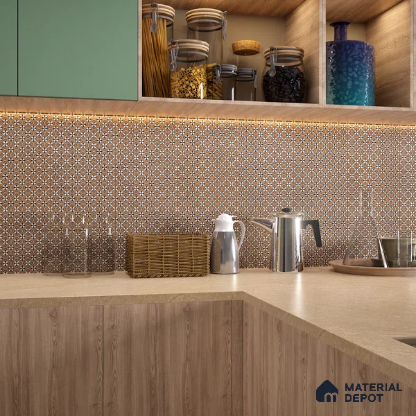 Moroccan Wall & Floor Tile TL 07278 Trend Sark Decor 5017 200 mm x 200 mm Matte Finish Vitrified Tile - 8 mm | 4 Random Design | Suitable For living Room, Bedroom, Kitchen | Please Expect a Slight Variation of Pattern (Sample)