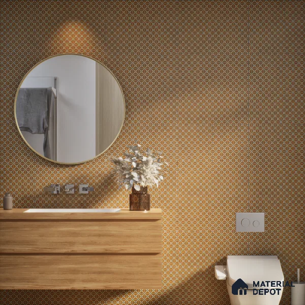 Moroccan Wall & Floor Tile TL 07278 Trend Sark Decor 5017 200 mm x 200 mm Matte Finish Vitrified Tile - 8 mm | 4 Random Design | Suitable For living Room, Bedroom, Kitchen | Please Expect a Slight Variation of Pattern (Sample)