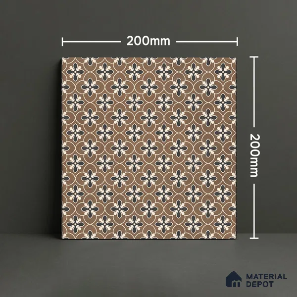Moroccan Wall & Floor Tile TL 07278 Trend Sark Decor 5017 200 mm x 200 mm Matte Finish Vitrified Tile - 8 mm | 4 Random Design | Suitable For living Room, Bedroom, Kitchen | Please Expect a Slight Variation of Pattern (Sample)