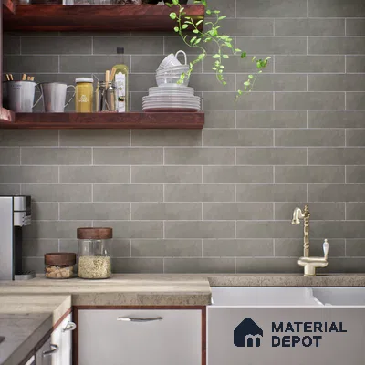 Subway Wall Tile TL 07369 B Trend Moon Grey 300 mm x 75 mm Matte Finish Vitrified Tile - 8.5 mm | 4 Random Design | Suitable For Bathroom, Kitchen Backsplash