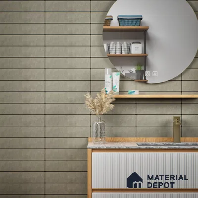 Subway Wall Tile TL 07369 B Trend Moon Grey 300 mm x 75 mm Matte Finish Vitrified Tile - 8.5 mm | 4 Random Design | Suitable For Bathroom, Kitchen Backsplash