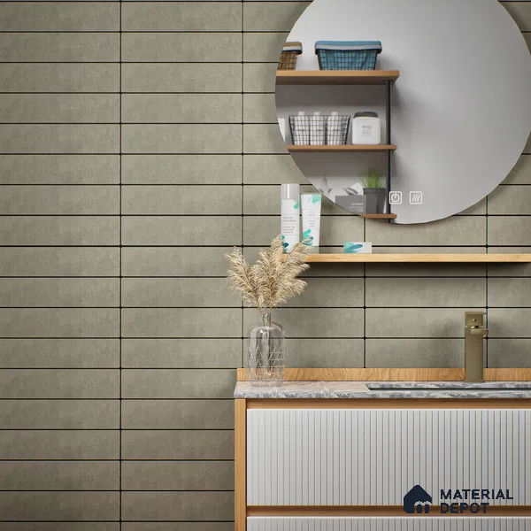 Subway Wall Tile TL 07369 B Trend Moon Grey 300 mm x 75 mm Matte Finish Vitrified Tile - 8.5 mm | 4 Random Design | Suitable For Bathroom, Kitchen Backsplash