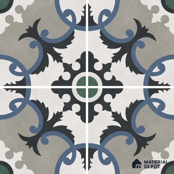 Moroccan Wall & Floor Tile TL 07276 Trend Sand Decor 5015 200 mm x 200 mm Matte Finish Vitrified Tile - 8 mm | 4 Random Design | Suitable For Kitchen, Bathroom, Balcony | Please Expect a Slight Variation of Pattern