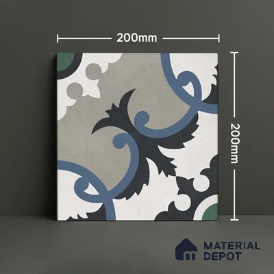 Moroccan Wall & Floor Tile TL 07276 Trend Sand Decor 5015 200 mm x 200 mm Matte Finish Vitrified Tile - 8 mm | 4 Random Design | Suitable For Kitchen, Bathroom, Balcony | Please Expect a Slight Variation of Pattern