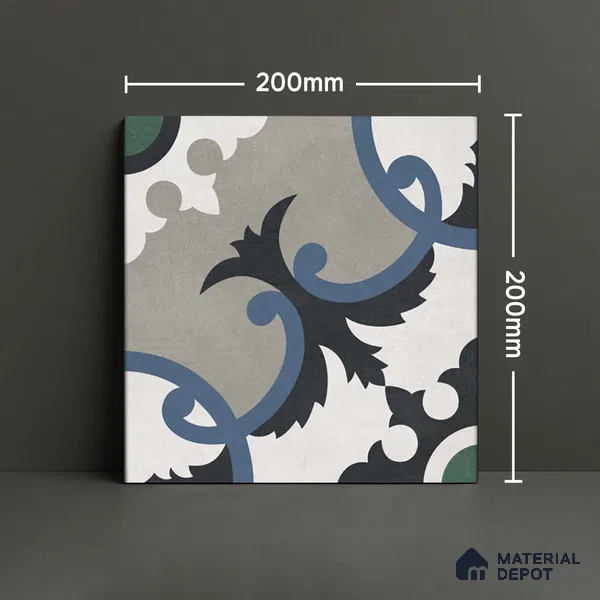 Moroccan Wall & Floor Tile TL 07276 Trend Sand Decor 5015 200 mm x 200 mm Matte Finish Vitrified Tile - 8 mm | 4 Random Design | Suitable For Kitchen, Bathroom, Balcony | Please Expect a Slight Variation of Pattern