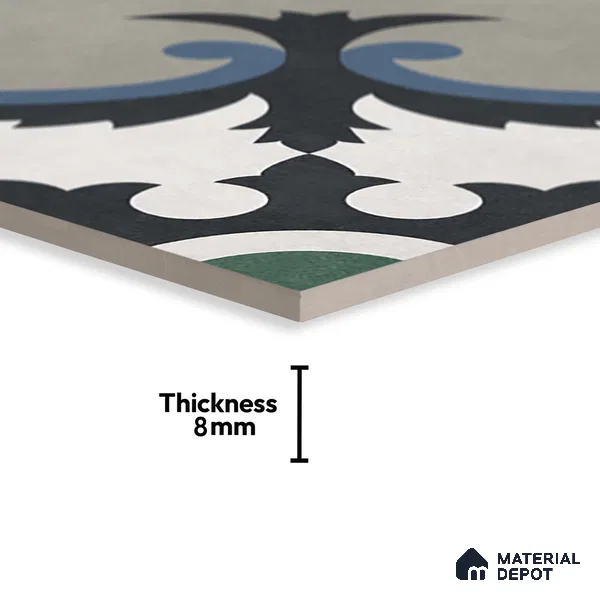 Moroccan Wall & Floor Tile TL 07276 Trend Sand Decor 5015 200 mm x 200 mm Matte Finish Vitrified Tile - 8 mm | 4 Random Design | Suitable For Kitchen, Bathroom, Balcony | Please Expect a Slight Variation of Pattern