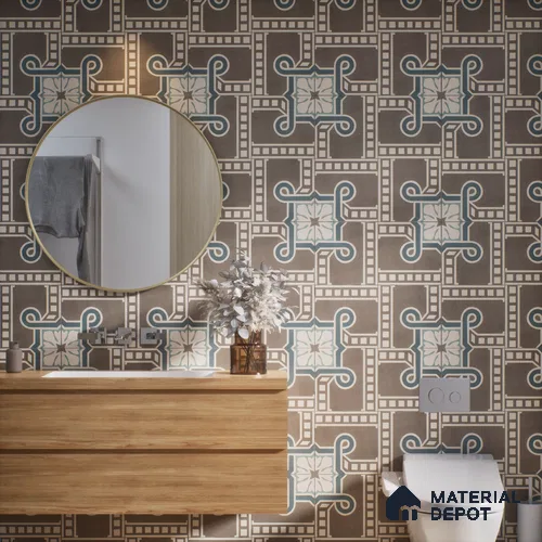 Moroccan Wall & Floor Tile TL 07271 Trend Late Decor 5009 200 mm x 200 mm Matte Finish Vitrified Tile - 8 mm | 4 Random Design | Suitable For living Room, Bedroom, Kitchen | Please Expect a Slight Variation of Pattern