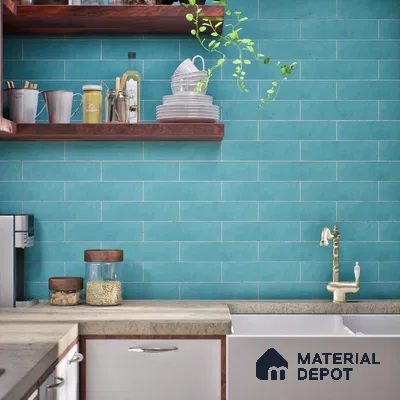 Subway Wall Tile TL 07367 B Trend Mint 300 mm x 75 mm Matte Finish Vitrified Tile - 8.5 mm | 4 Random Design | Suitable For Bathroom, Kitchen Backsplash