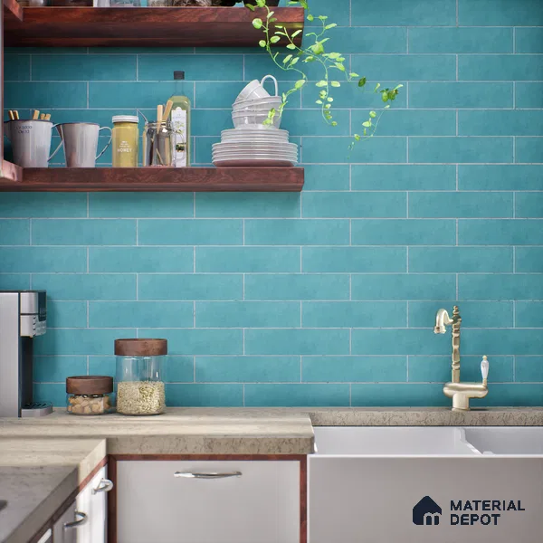 Subway Wall Tile TL 07367 B Trend Mint 300 mm x 75 mm Matte Finish Vitrified Tile - 8.5 mm | 4 Random Design | Suitable For Bathroom, Kitchen Backsplash