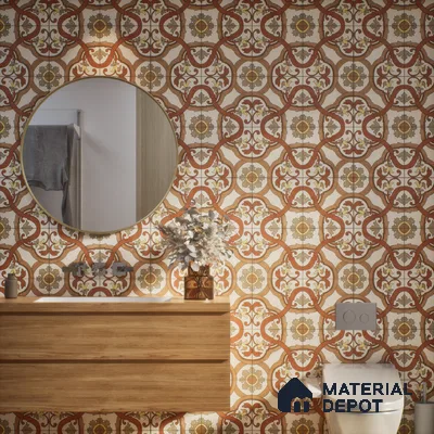 Moroccan Wall & Floor Tile TL 07282 Trend Terra Decor 5020 200 mm x 200 mm Matte Finish Vitrified Tile - 8 mm | 4 Random Design | Suitable For living Room, Bedroom, Kitchen | Please Expect a Slight Variation of Pattern