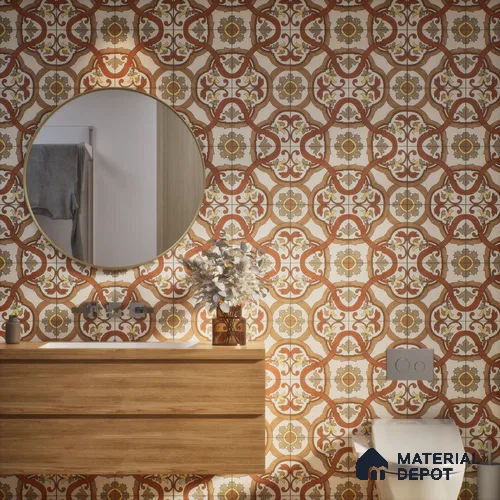 Moroccan Wall & Floor Tile TL 07282 Trend Terra Decor 5020 200 mm x 200 mm Matte Finish Vitrified Tile - 8 mm | 4 Random Design | Suitable For living Room, Bedroom, Kitchen | Please Expect a Slight Variation of Pattern
