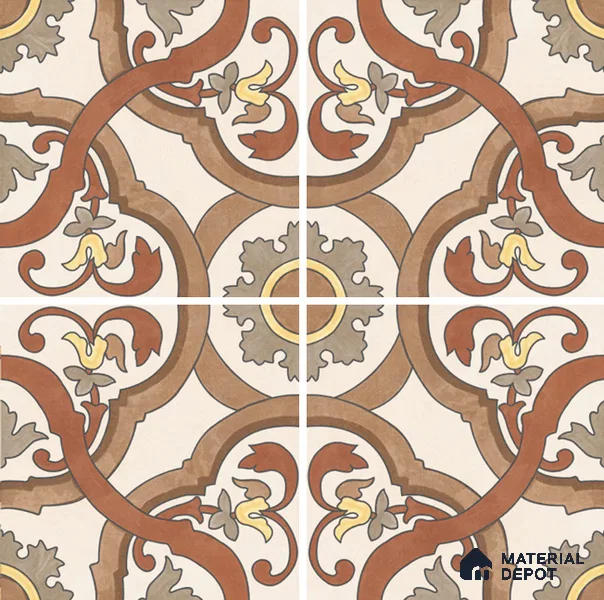 Moroccan Wall & Floor Tile TL 07282 Trend Terra Decor 5020 200 mm x 200 mm Matte Finish Vitrified Tile - 8 mm | 4 Random Design | Suitable For living Room, Bedroom, Kitchen | Please Expect a Slight Variation of Pattern