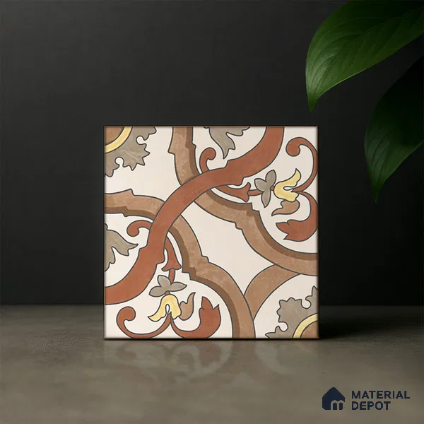 Moroccan Wall & Floor Tile TL 07282 Trend Terra Decor 5020 200 mm x 200 mm Matte Finish Vitrified Tile - 8 mm | 4 Random Design | Suitable For living Room, Bedroom, Kitchen | Please Expect a Slight Variation of Pattern