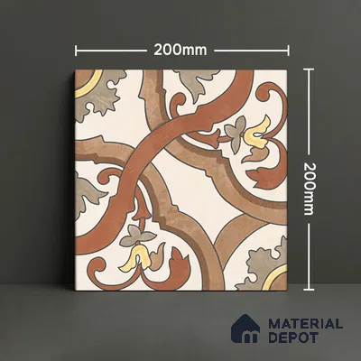 Moroccan Wall & Floor Tile TL 07282 Trend Terra Decor 5020 200 mm x 200 mm Matte Finish Vitrified Tile - 8 mm | 4 Random Design | Suitable For living Room, Bedroom, Kitchen | Please Expect a Slight Variation of Pattern