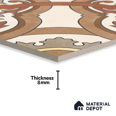 Moroccan Wall & Floor Tile TL 07282 Trend Terra Decor 5020 200 mm x 200 mm Matte Finish Vitrified Tile - 8 mm | 4 Random Design | Suitable For living Room, Bedroom, Kitchen | Please Expect a Slight Variation of Pattern
