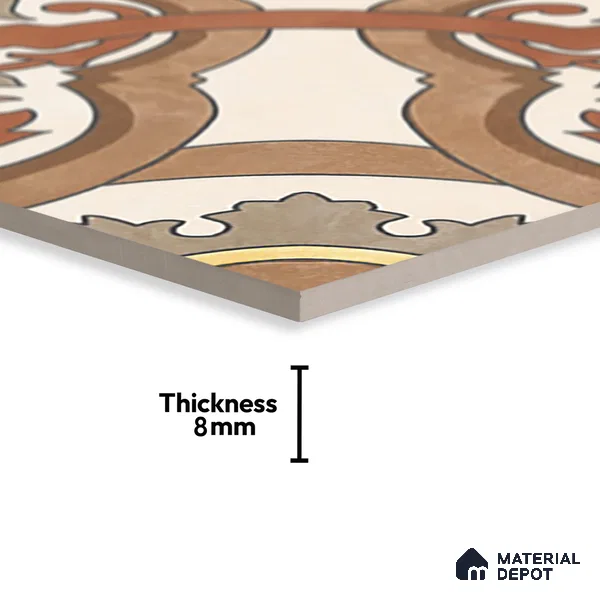 Moroccan Wall & Floor Tile TL 07282 Trend Terra Decor 5020 200 mm x 200 mm Matte Finish Vitrified Tile - 8 mm | 4 Random Design | Suitable For living Room, Bedroom, Kitchen | Please Expect a Slight Variation of Pattern