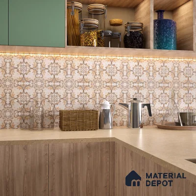 Moroccan Wall & Floor Tile TL 07279 Trend Sark Decor 5018 200 mm x 200 mm Matte Finish Vitrified Tile - 8 mm | 4 Random Design | Suitable For living Room, Bedroom, Kitchen | Please Expect a Slight Variation of Pattern
