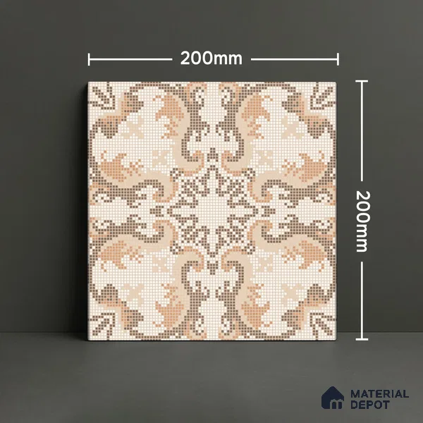 Moroccan Wall & Floor Tile TL 07279 Trend Sark Decor 5018 200 mm x 200 mm Matte Finish Vitrified Tile - 8 mm | 4 Random Design | Suitable For living Room, Bedroom, Kitchen | Please Expect a Slight Variation of Pattern