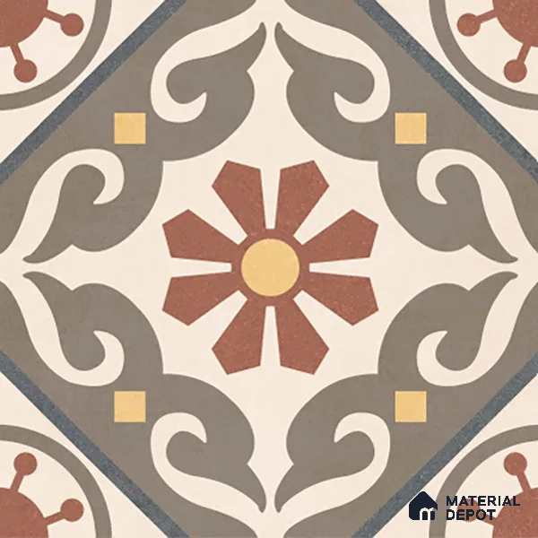 Moroccan Wall & Floor Tile TL 07269 Trend Harvest Decor 5007 200 mm x 200 mm Matte Finish Vitrified Tile - 8 mm | 4 Random Design | Suitable For living Room, Bedroom, Kitchen | Please Expect a Slight Variation of Pattern