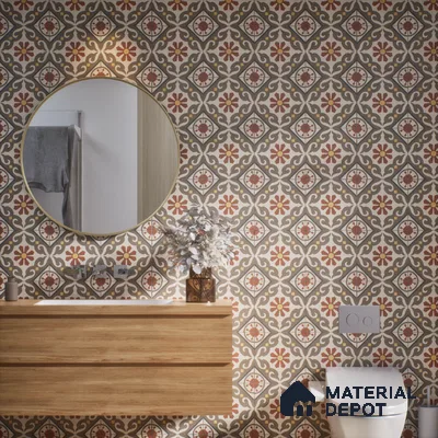 Moroccan Wall & Floor Tile TL 07269 Trend Harvest Decor 5007 200 mm x 200 mm Matte Finish Vitrified Tile - 8 mm | 4 Random Design | Suitable For living Room, Bedroom, Kitchen | Please Expect a Slight Variation of Pattern