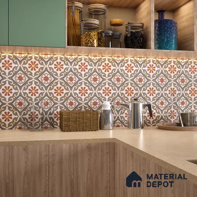 Moroccan Wall & Floor Tile TL 07269 Trend Harvest Decor 5007 200 mm x 200 mm Matte Finish Vitrified Tile - 8 mm | 4 Random Design | Suitable For living Room, Bedroom, Kitchen | Please Expect a Slight Variation of Pattern