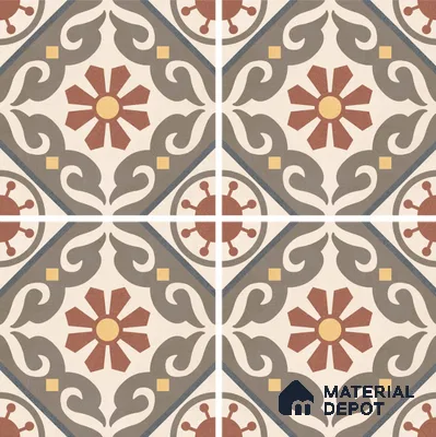 Moroccan Wall & Floor Tile TL 07269 Trend Harvest Decor 5007 200 mm x 200 mm Matte Finish Vitrified Tile - 8 mm | 4 Random Design | Suitable For living Room, Bedroom, Kitchen | Please Expect a Slight Variation of Pattern