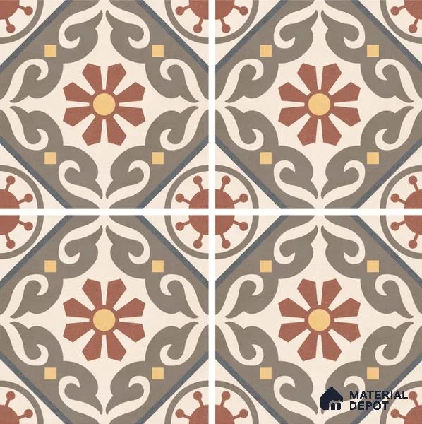 Moroccan Wall & Floor Tile TL 07269 Trend Harvest Decor 5007 200 mm x 200 mm Matte Finish Vitrified Tile - 8 mm | 4 Random Design | Suitable For living Room, Bedroom, Kitchen | Please Expect a Slight Variation of Pattern