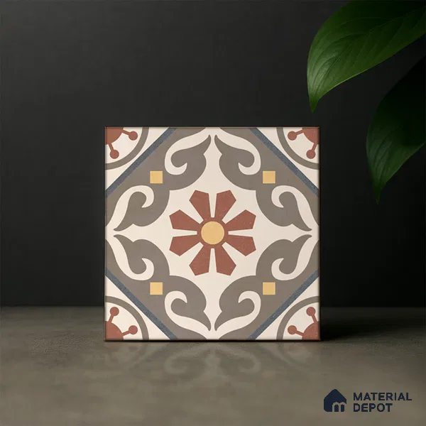 Moroccan Wall & Floor Tile TL 07269 Trend Harvest Decor 5007 200 mm x 200 mm Matte Finish Vitrified Tile - 8 mm | 4 Random Design | Suitable For living Room, Bedroom, Kitchen | Please Expect a Slight Variation of Pattern