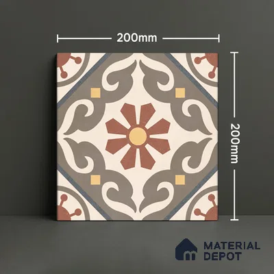 Moroccan Wall & Floor Tile TL 07269 Trend Harvest Decor 5007 200 mm x 200 mm Matte Finish Vitrified Tile - 8 mm | 4 Random Design | Suitable For living Room, Bedroom, Kitchen | Please Expect a Slight Variation of Pattern