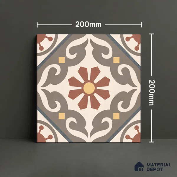 Moroccan Wall & Floor Tile TL 07269 Trend Harvest Decor 5007 200 mm x 200 mm Matte Finish Vitrified Tile - 8 mm | 4 Random Design | Suitable For living Room, Bedroom, Kitchen | Please Expect a Slight Variation of Pattern
