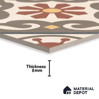 Moroccan Wall & Floor Tile TL 07269 Trend Harvest Decor 5007 200 mm x 200 mm Matte Finish Vitrified Tile - 8 mm | 4 Random Design | Suitable For living Room, Bedroom, Kitchen | Please Expect a Slight Variation of Pattern