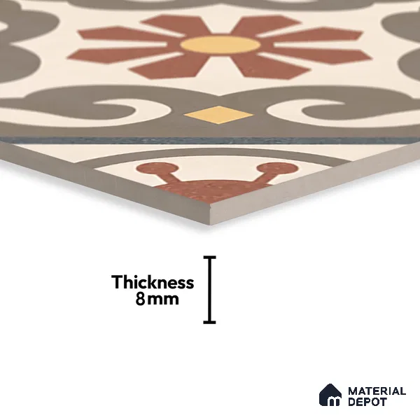 Moroccan Wall & Floor Tile TL 07269 Trend Harvest Decor 5007 200 mm x 200 mm Matte Finish Vitrified Tile - 8 mm | 4 Random Design | Suitable For living Room, Bedroom, Kitchen | Please Expect a Slight Variation of Pattern