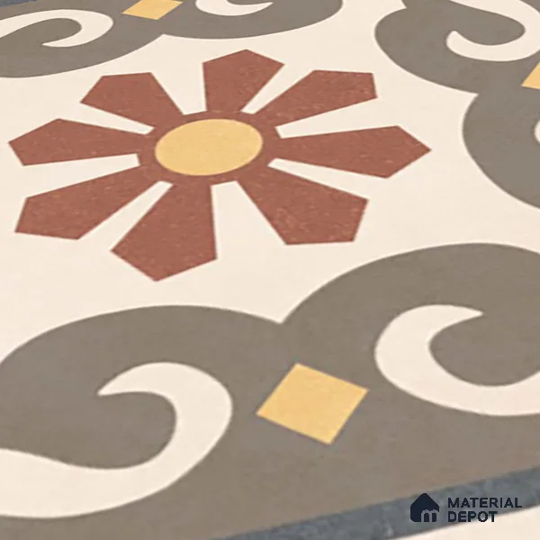 Moroccan Wall & Floor Tile TL 07269 Trend Harvest Decor 5007 200 mm x 200 mm Matte Finish Vitrified Tile - 8 mm | 4 Random Design | Suitable For living Room, Bedroom, Kitchen | Please Expect a Slight Variation of Pattern
