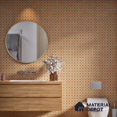 Moroccan Wall & Floor Tile TL 07265 Trend Gold Decor 6002 200 mm x 200 mm Matte Finish Vitrified Tile - 8 mm | 4 Random Design | Suitable For living Room, Bedroom, Kitchen | Please Expect a Slight Variation of Pattern