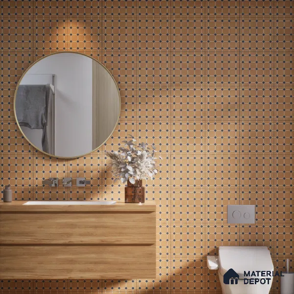 Moroccan Wall & Floor Tile TL 07265 Trend Gold Decor 6002 200 mm x 200 mm Matte Finish Vitrified Tile - 8 mm | 4 Random Design | Suitable For living Room, Bedroom, Kitchen | Please Expect a Slight Variation of Pattern
