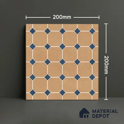 Moroccan Wall & Floor Tile TL 07265 Trend Gold Decor 6002 200 mm x 200 mm Matte Finish Vitrified Tile - 8 mm | 4 Random Design | Suitable For living Room, Bedroom, Kitchen | Please Expect a Slight Variation of Pattern