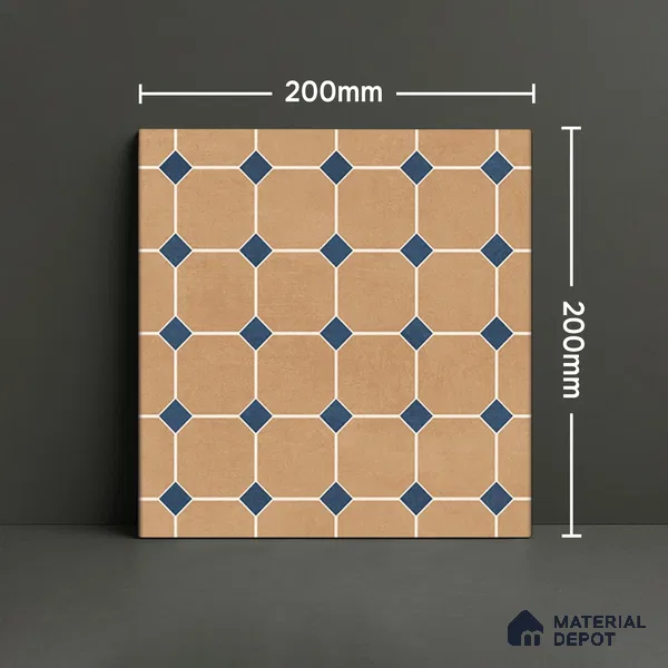 Moroccan Wall & Floor Tile TL 07265 Trend Gold Decor 6002 200 mm x 200 mm Matte Finish Vitrified Tile - 8 mm | 4 Random Design | Suitable For living Room, Bedroom, Kitchen | Please Expect a Slight Variation of Pattern
