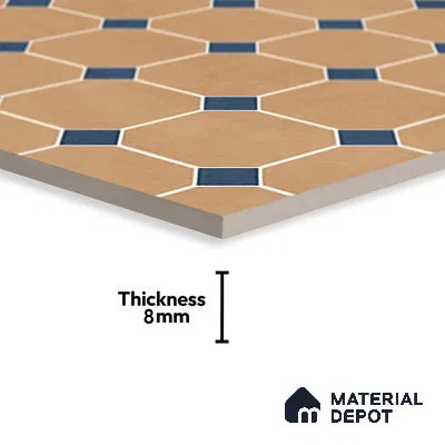 Moroccan Wall & Floor Tile TL 07265 Trend Gold Decor 6002 200 mm x 200 mm Matte Finish Vitrified Tile - 8 mm | 4 Random Design | Suitable For living Room, Bedroom, Kitchen | Please Expect a Slight Variation of Pattern
