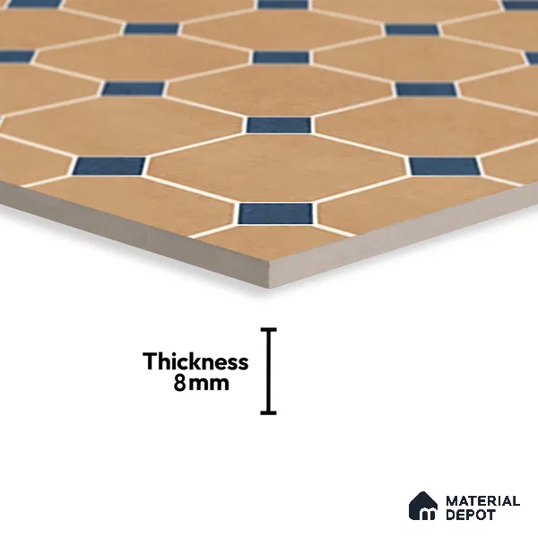 Moroccan Wall & Floor Tile TL 07265 Trend Gold Decor 6002 200 mm x 200 mm Matte Finish Vitrified Tile - 8 mm | 4 Random Design | Suitable For living Room, Bedroom, Kitchen | Please Expect a Slight Variation of Pattern