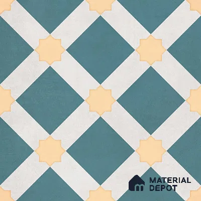 Moroccan Wall & Floor Tile TL 07272 Trend Mint Decor 5010 200 mm x 200 mm Matte Finish Vitrified Tile - 8 mm | 4 Random Design | Suitable For living Room, Bedroom, Kitchen | Please Expect a Slight Variation of Pattern (Sample)
