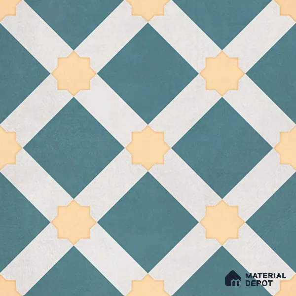 Moroccan Wall & Floor Tile TL 07272 Trend Mint Decor 5010 200 mm x 200 mm Matte Finish Vitrified Tile - 8 mm | 4 Random Design | Suitable For living Room, Bedroom, Kitchen | Please Expect a Slight Variation of Pattern (Sample)