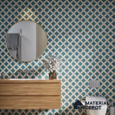 Moroccan Wall & Floor Tile TL 07272 Trend Mint Decor 5010 200 mm x 200 mm Matte Finish Vitrified Tile - 8 mm | 4 Random Design | Suitable For living Room, Bedroom, Kitchen | Please Expect a Slight Variation of Pattern (Sample)