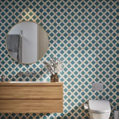 Moroccan Wall & Floor Tile TL 07272 Trend Mint Decor 5010 200 mm x 200 mm Matte Finish Vitrified Tile - 8 mm | 4 Random Design | Suitable For living Room, Bedroom, Kitchen | Please Expect a Slight Variation of Pattern