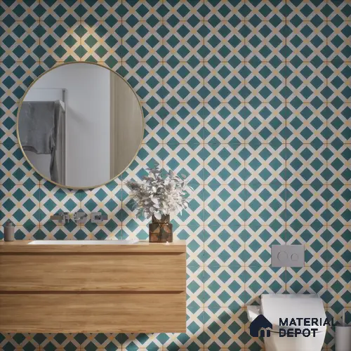 Moroccan Wall & Floor Tile TL 07272 Trend Mint Decor 5010 200 mm x 200 mm Matte Finish Vitrified Tile - 8 mm | 4 Random Design | Suitable For living Room, Bedroom, Kitchen | Please Expect a Slight Variation of Pattern