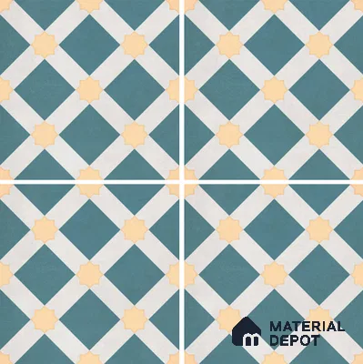 Moroccan Wall & Floor Tile TL 07272 Trend Mint Decor 5010 200 mm x 200 mm Matte Finish Vitrified Tile - 8 mm | 4 Random Design | Suitable For living Room, Bedroom, Kitchen | Please Expect a Slight Variation of Pattern (Sample)
