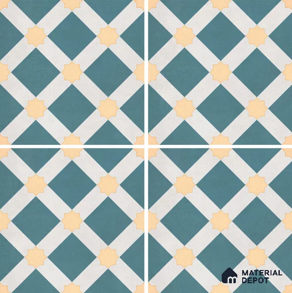 Moroccan Wall & Floor Tile TL 07272 Trend Mint Decor 5010 200 mm x 200 mm Matte Finish Vitrified Tile - 8 mm | 4 Random Design | Suitable For living Room, Bedroom, Kitchen | Please Expect a Slight Variation of Pattern (Sample)