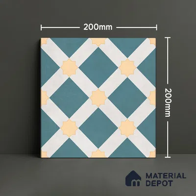 Moroccan Wall & Floor Tile TL 07272 Trend Mint Decor 5010 200 mm x 200 mm Matte Finish Vitrified Tile - 8 mm | 4 Random Design | Suitable For living Room, Bedroom, Kitchen | Please Expect a Slight Variation of Pattern (Sample)