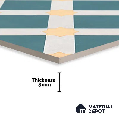 Moroccan Wall & Floor Tile TL 07272 Trend Mint Decor 5010 200 mm x 200 mm Matte Finish Vitrified Tile - 8 mm | 4 Random Design | Suitable For living Room, Bedroom, Kitchen | Please Expect a Slight Variation of Pattern (Sample)