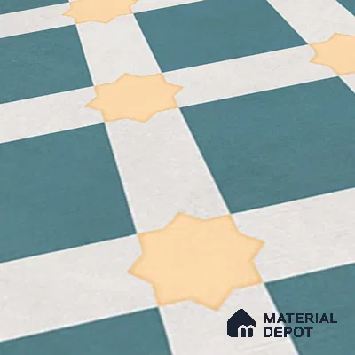 Moroccan Wall & Floor Tile TL 07272 Trend Mint Decor 5010 200 mm x 200 mm Matte Finish Vitrified Tile - 8 mm | 4 Random Design | Suitable For living Room, Bedroom, Kitchen | Please Expect a Slight Variation of Pattern (Sample)