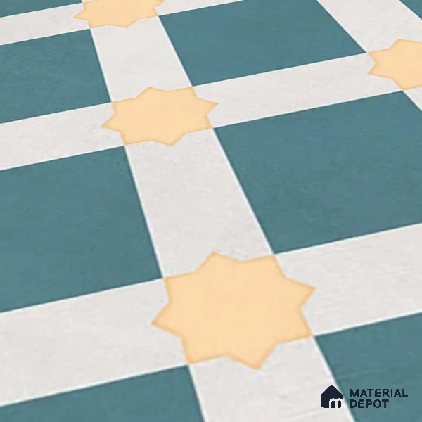 Moroccan Wall & Floor Tile TL 07272 Trend Mint Decor 5010 200 mm x 200 mm Matte Finish Vitrified Tile - 8 mm | 4 Random Design | Suitable For living Room, Bedroom, Kitchen | Please Expect a Slight Variation of Pattern (Sample)
